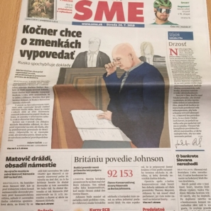 denník SME, titulní strana