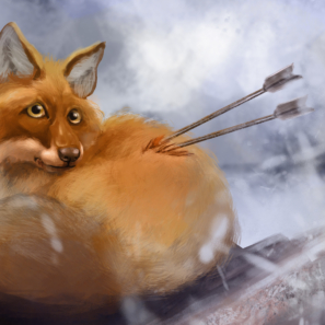 Ilustrace liška v zimě